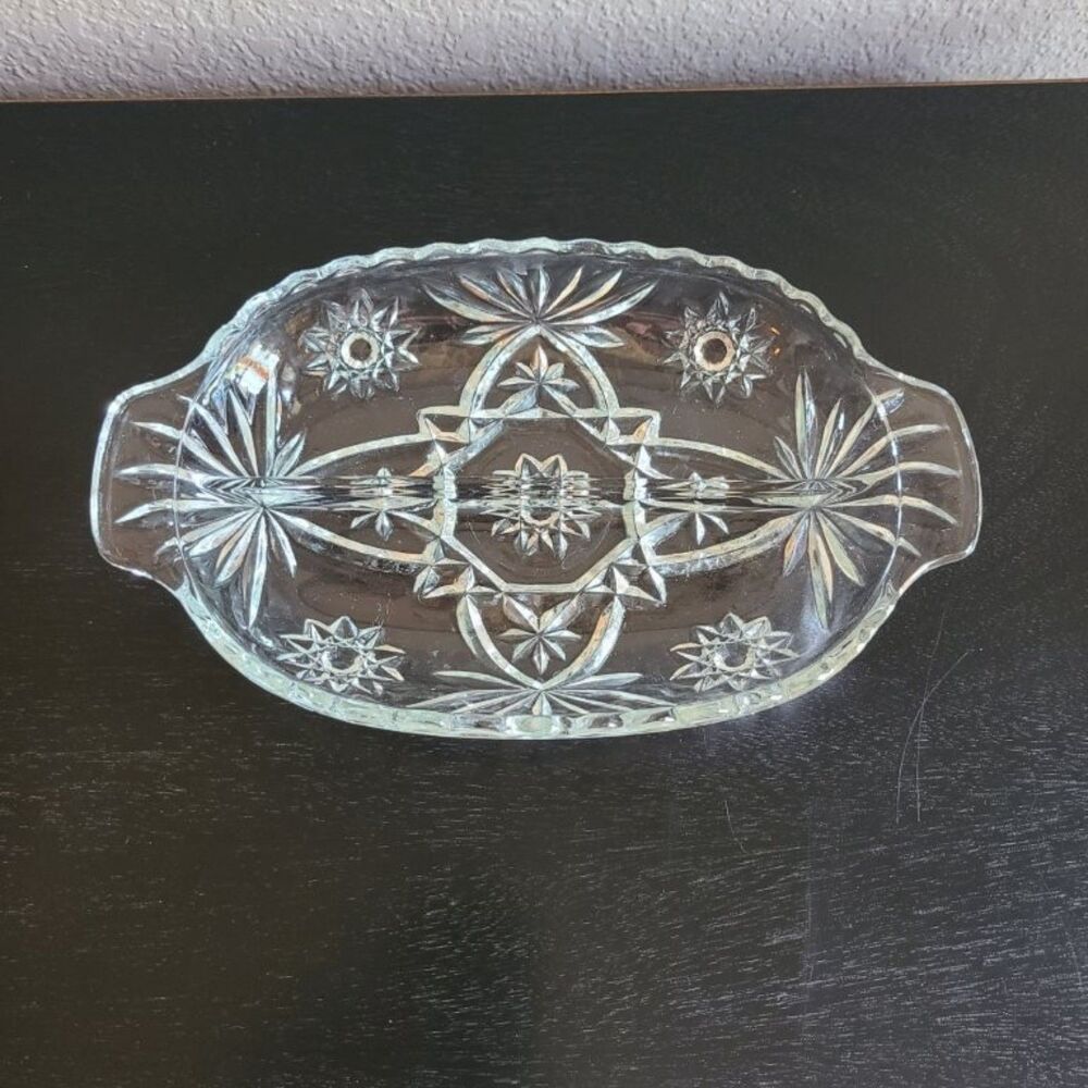 Star of David EAPC Divided Relish Dish Anchor Hocking Early American Prescut